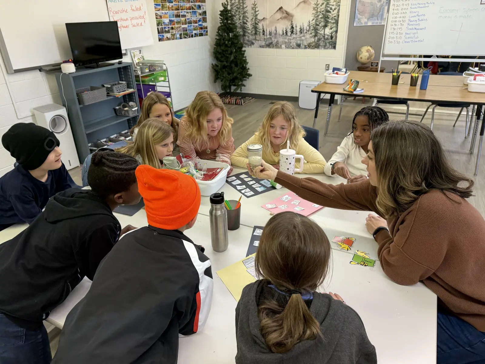 Summit Christian School teacher with students